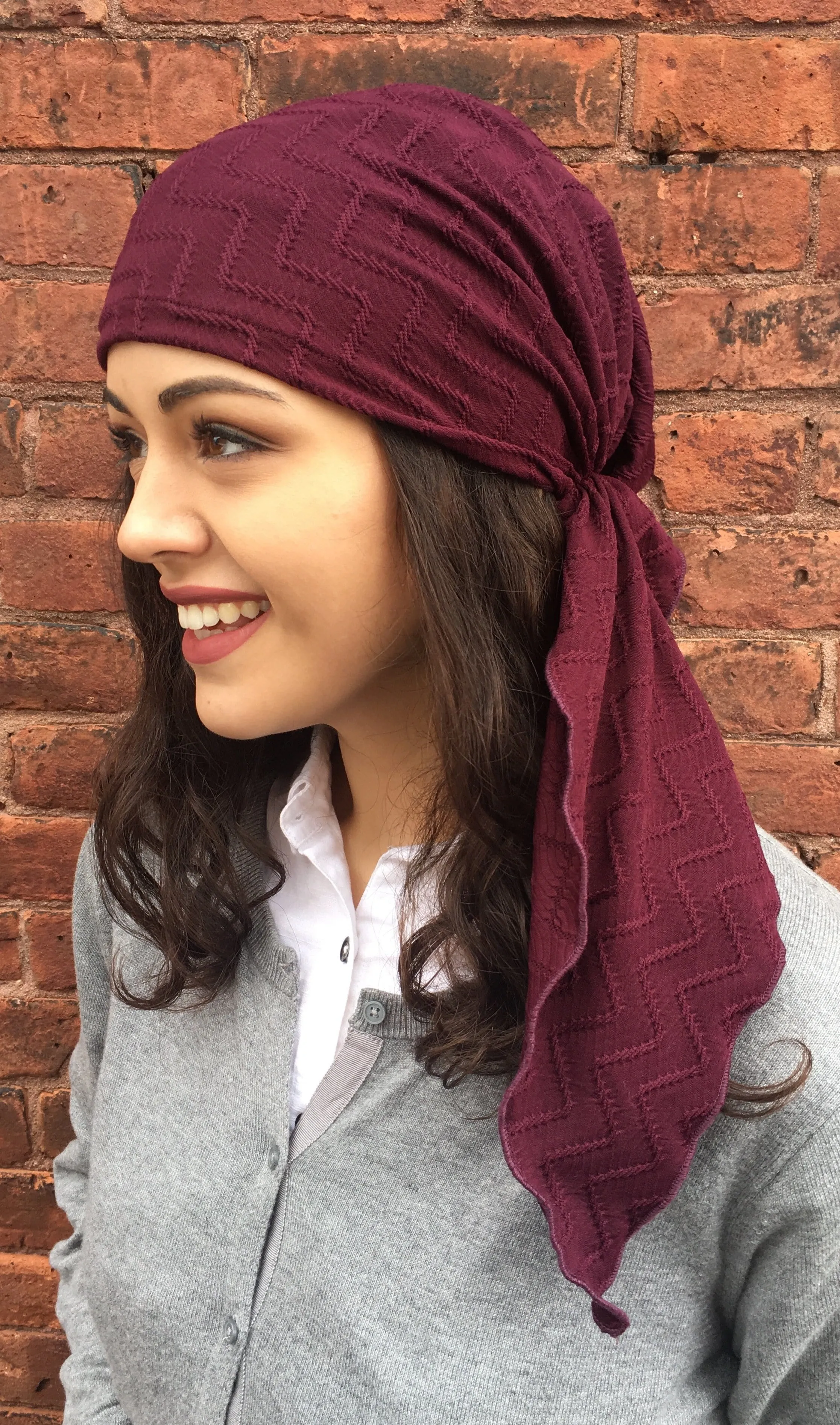 Boho Hipster Headwear Burgundy Pre-Tied Love Hope Head Scarf.