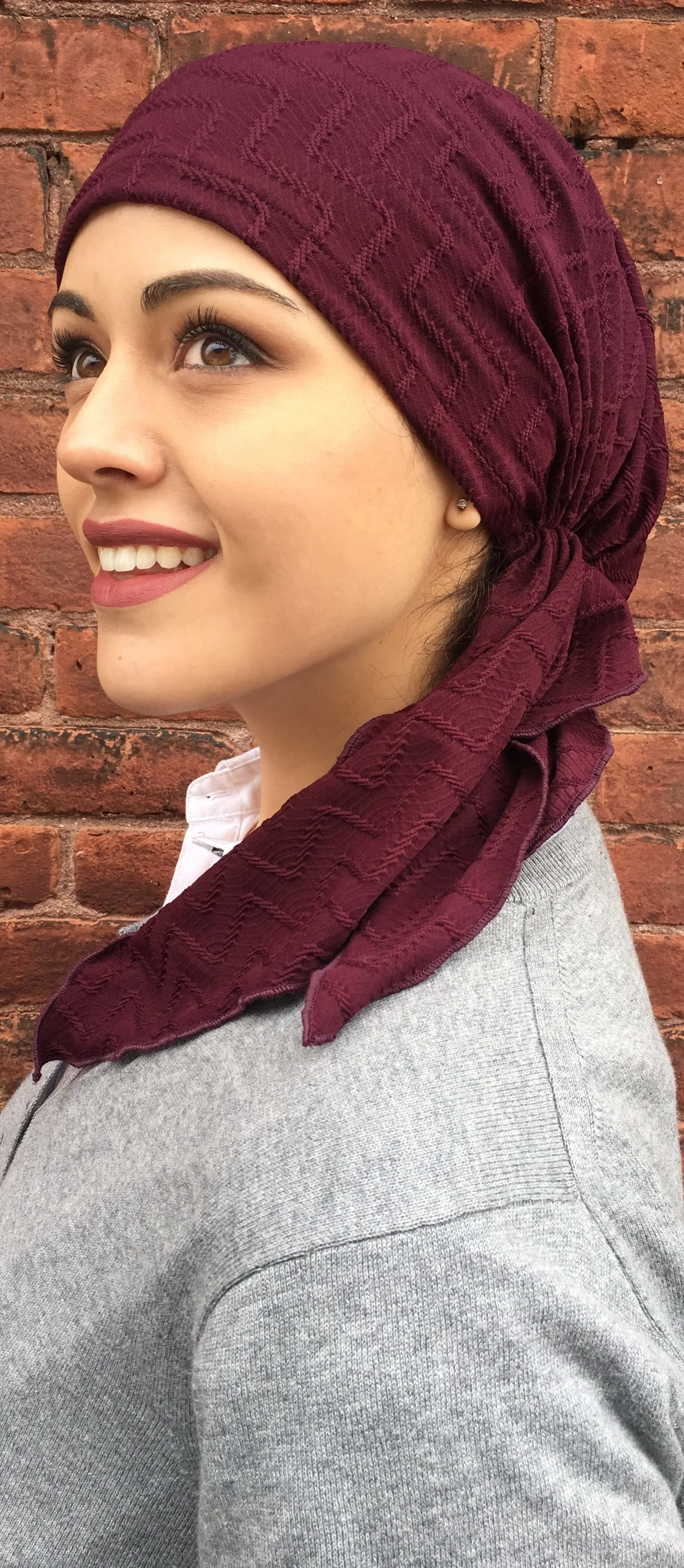 Boho Hipster Headwear Burgundy Pre-Tied Love Hope Head Scarf.