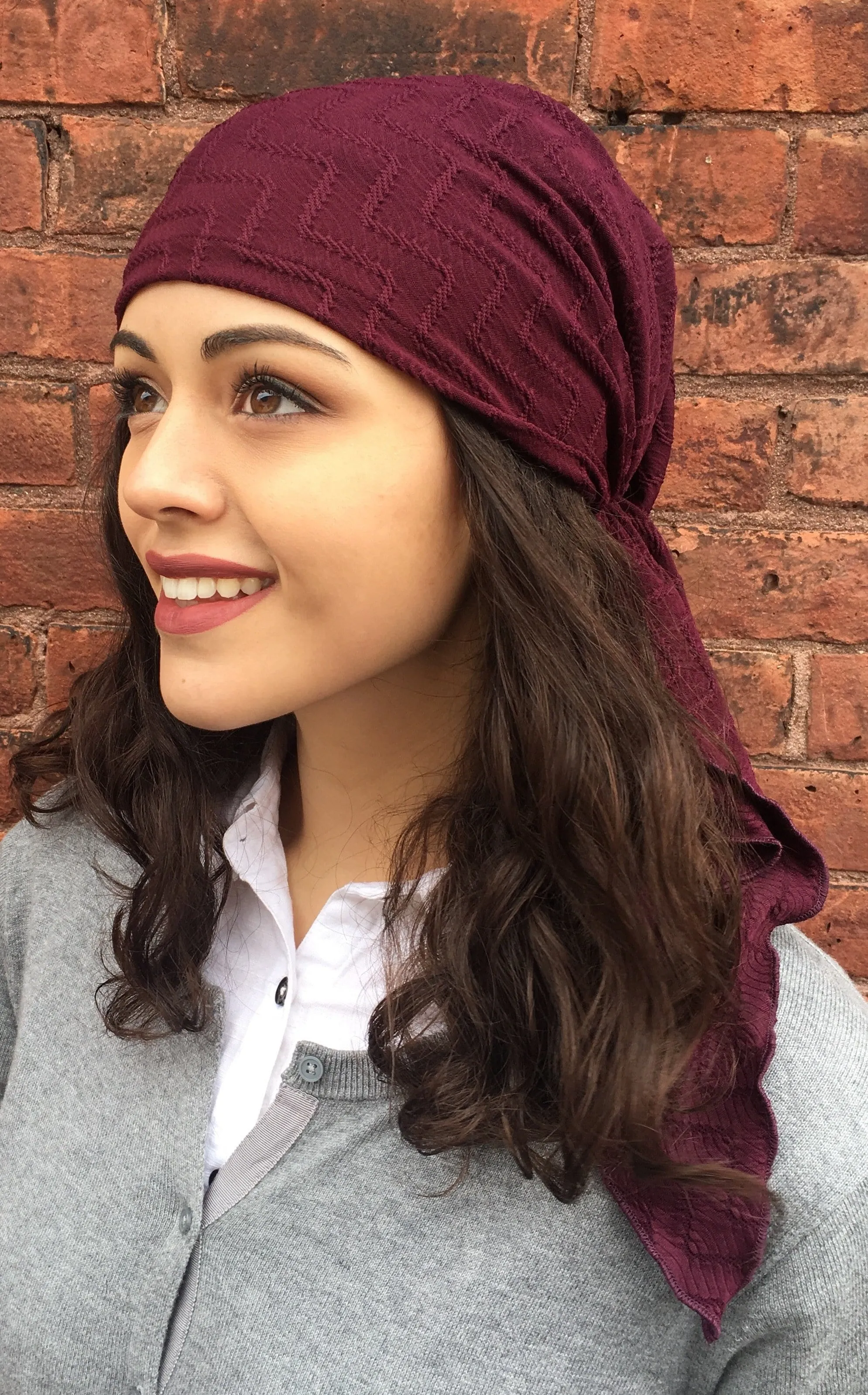 Boho Hipster Headwear Burgundy Pre-Tied Love Hope Head Scarf.