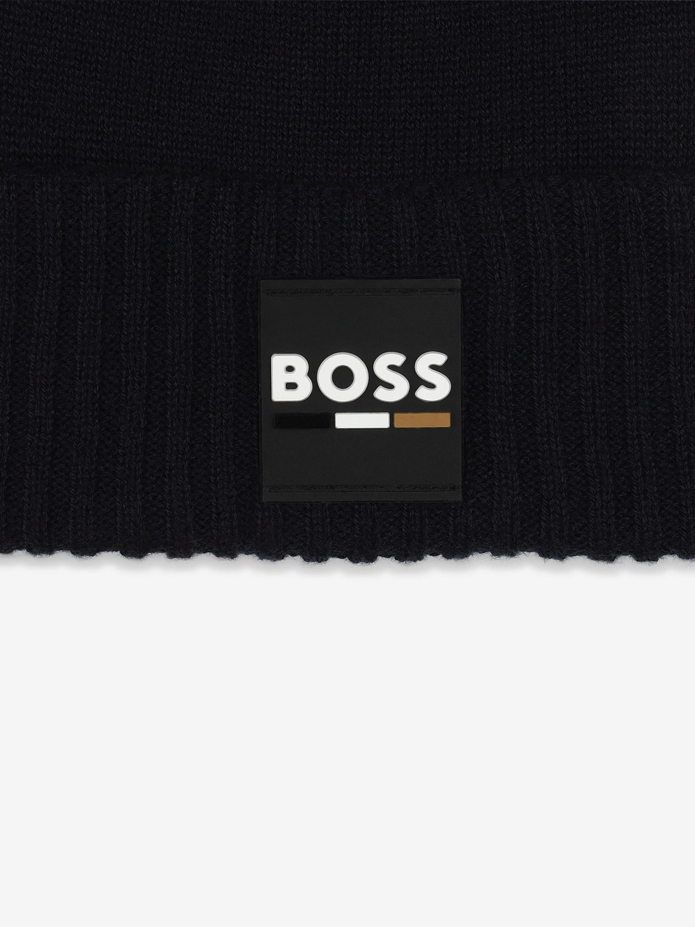 BOSS Boys Logo Badge Beanie Hat in Navy