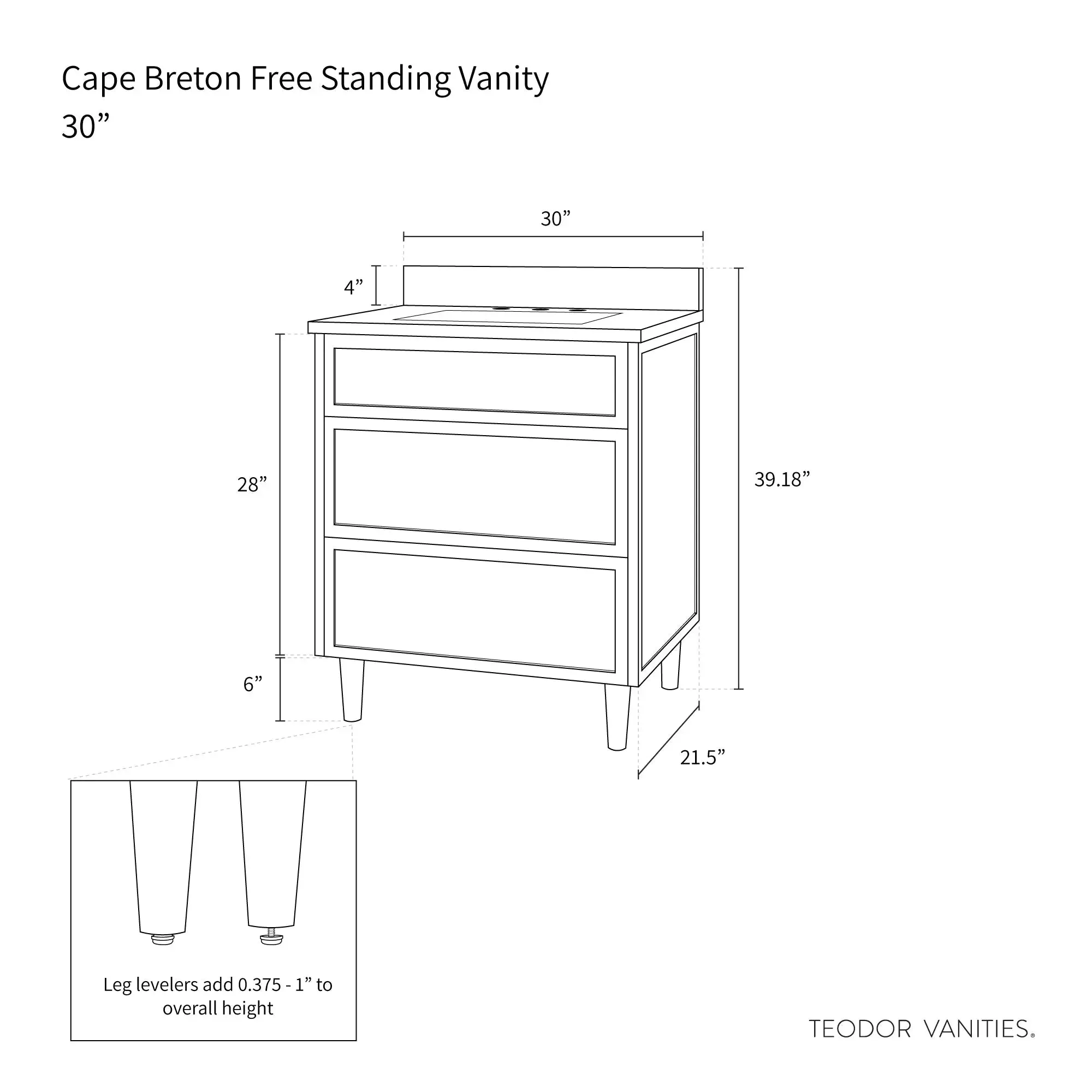 Cape Breton 30" Mid Century Oak Bathroom Vanity