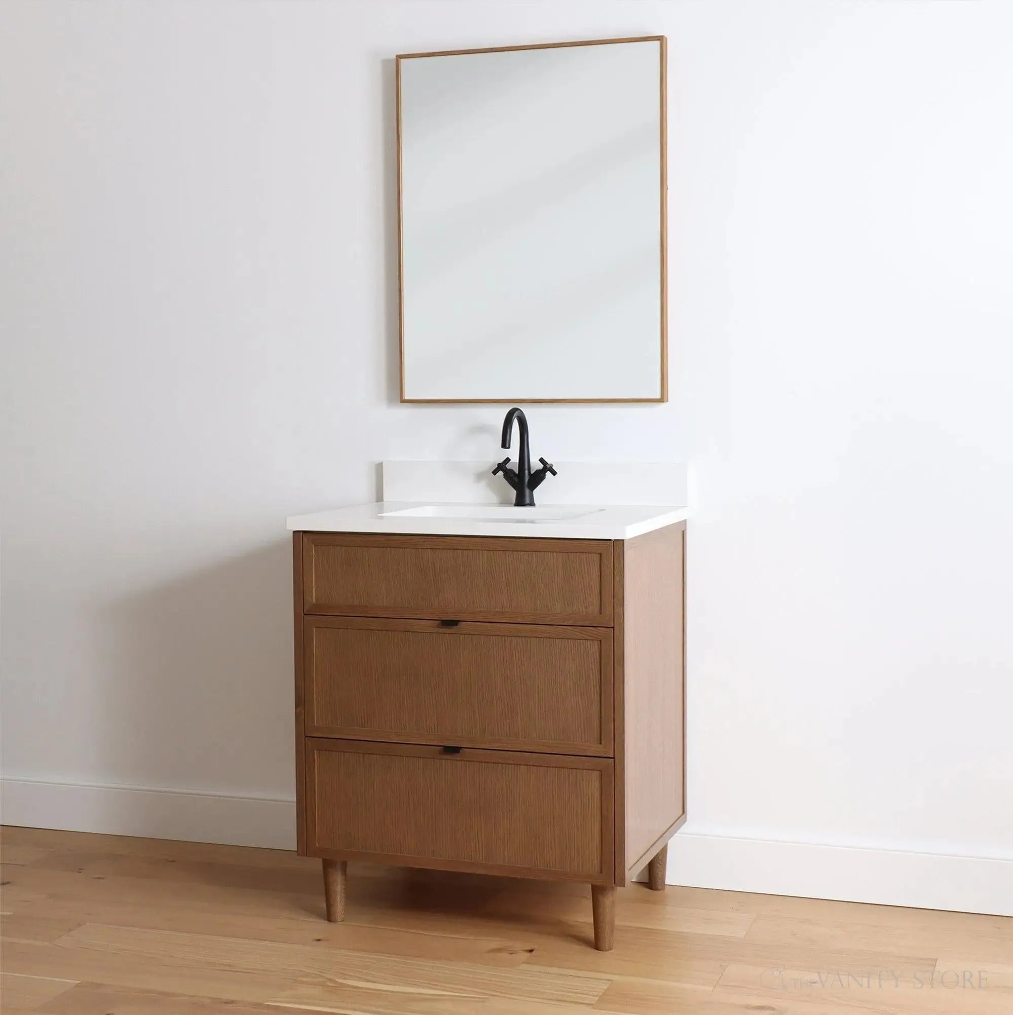 Cape Breton 30" Mid Century Oak Bathroom Vanity