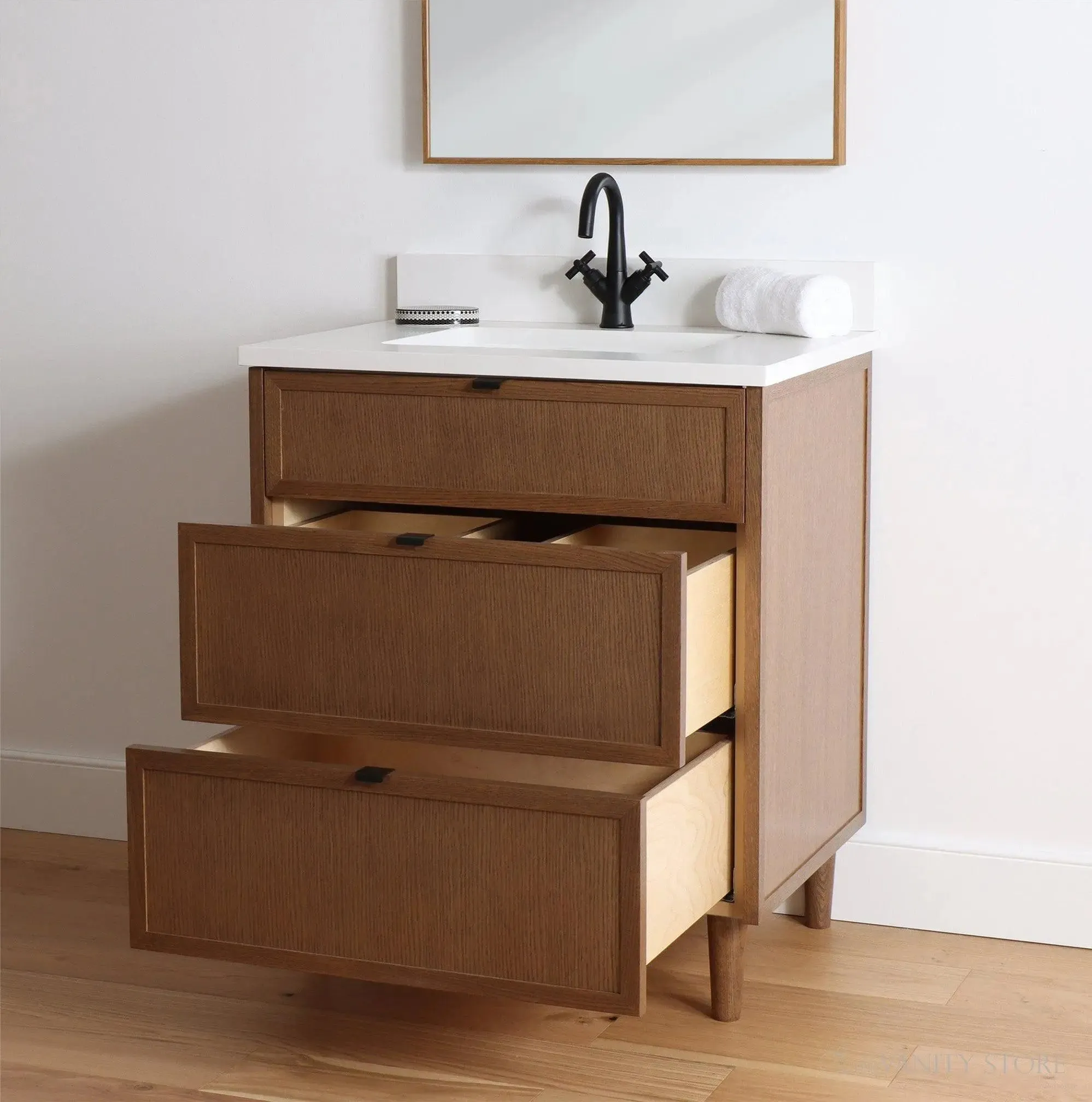 Cape Breton 30" Mid Century Oak Bathroom Vanity