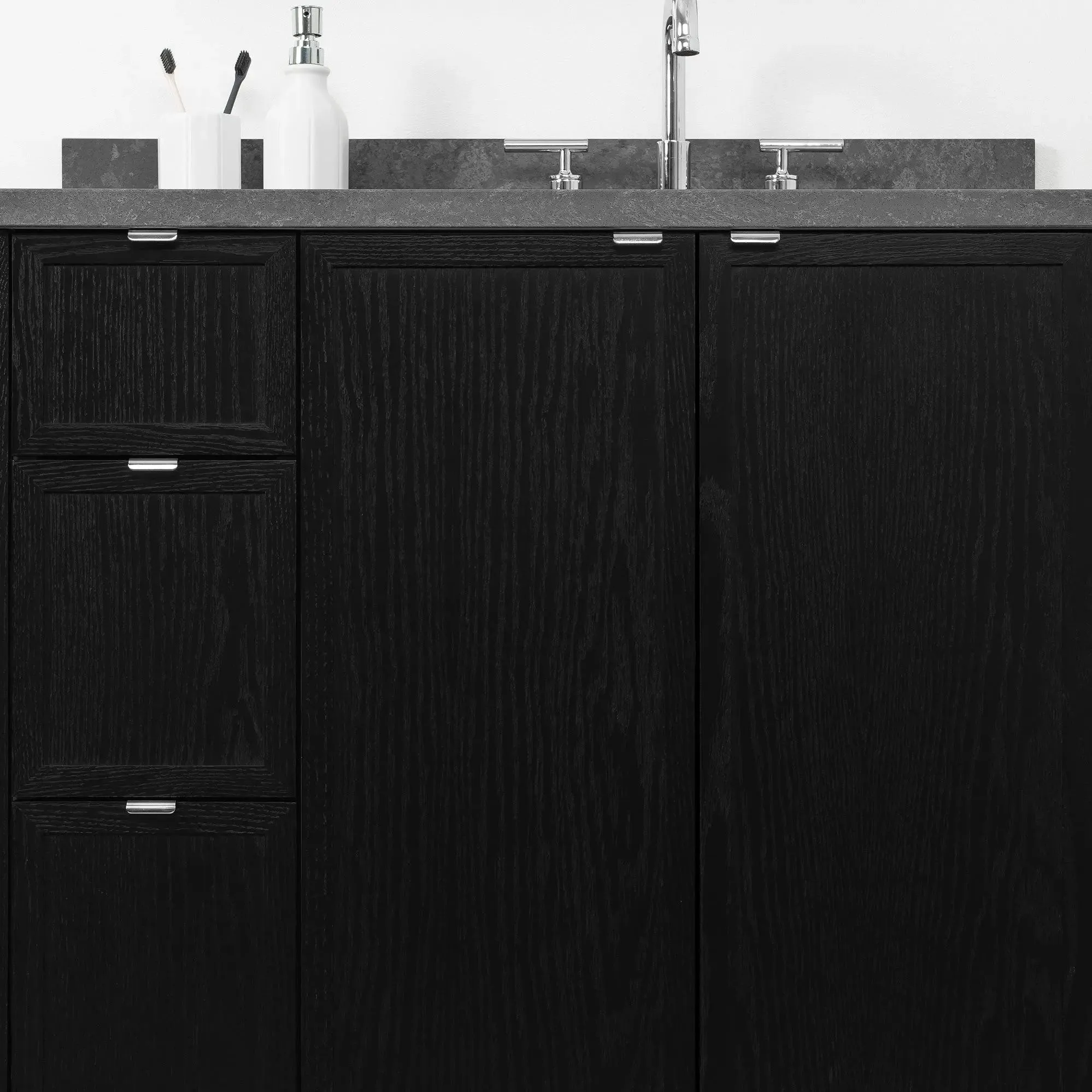 Cape Breton 36" Blackened Oak Bathroom Vanity, Right Sink