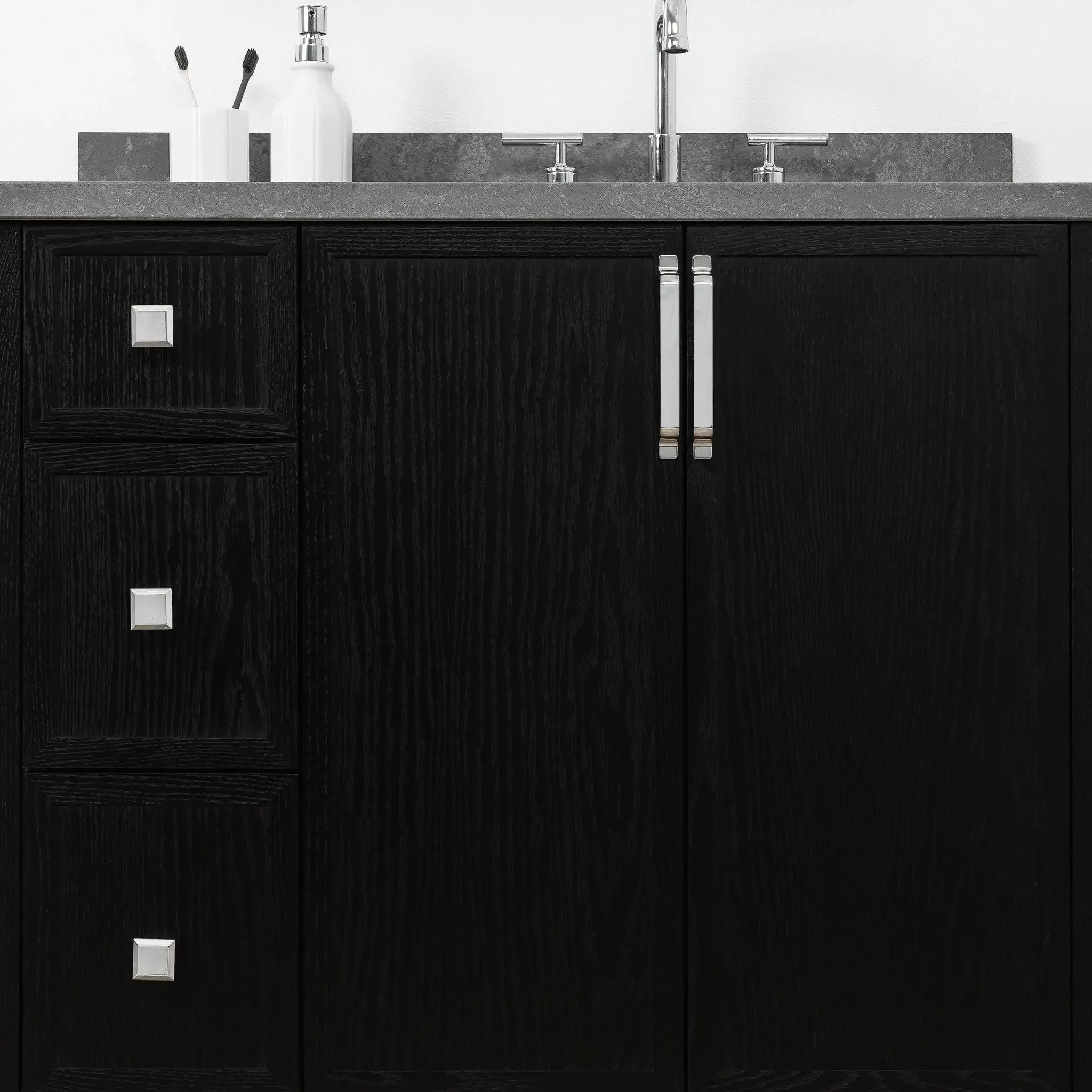 Cape Breton 36" Blackened Oak Bathroom Vanity, Right Sink