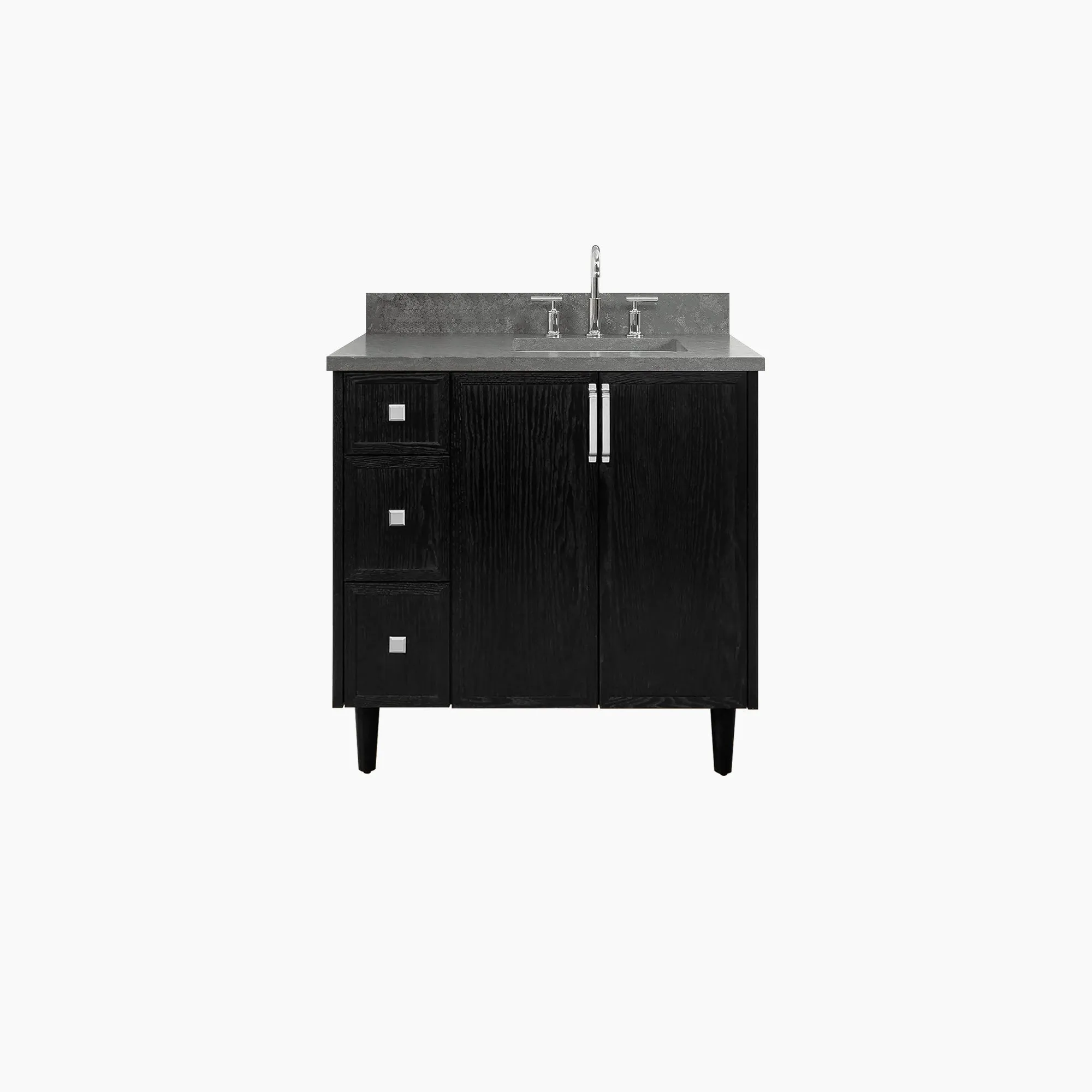 Cape Breton 36" Blackened Oak Bathroom Vanity, Right Sink