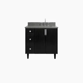 Cape Breton 36" Blackened Oak Bathroom Vanity, Right Sink