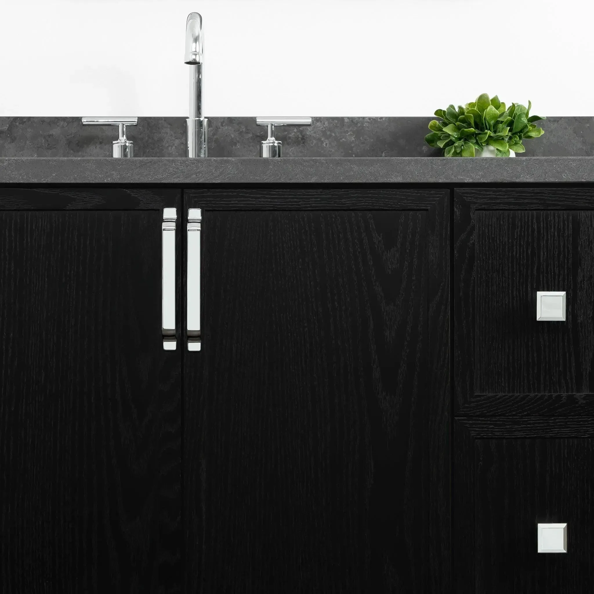 Cape Breton 36" Wall Mount Blackened Oak Bathroom Vanity, Left Sink