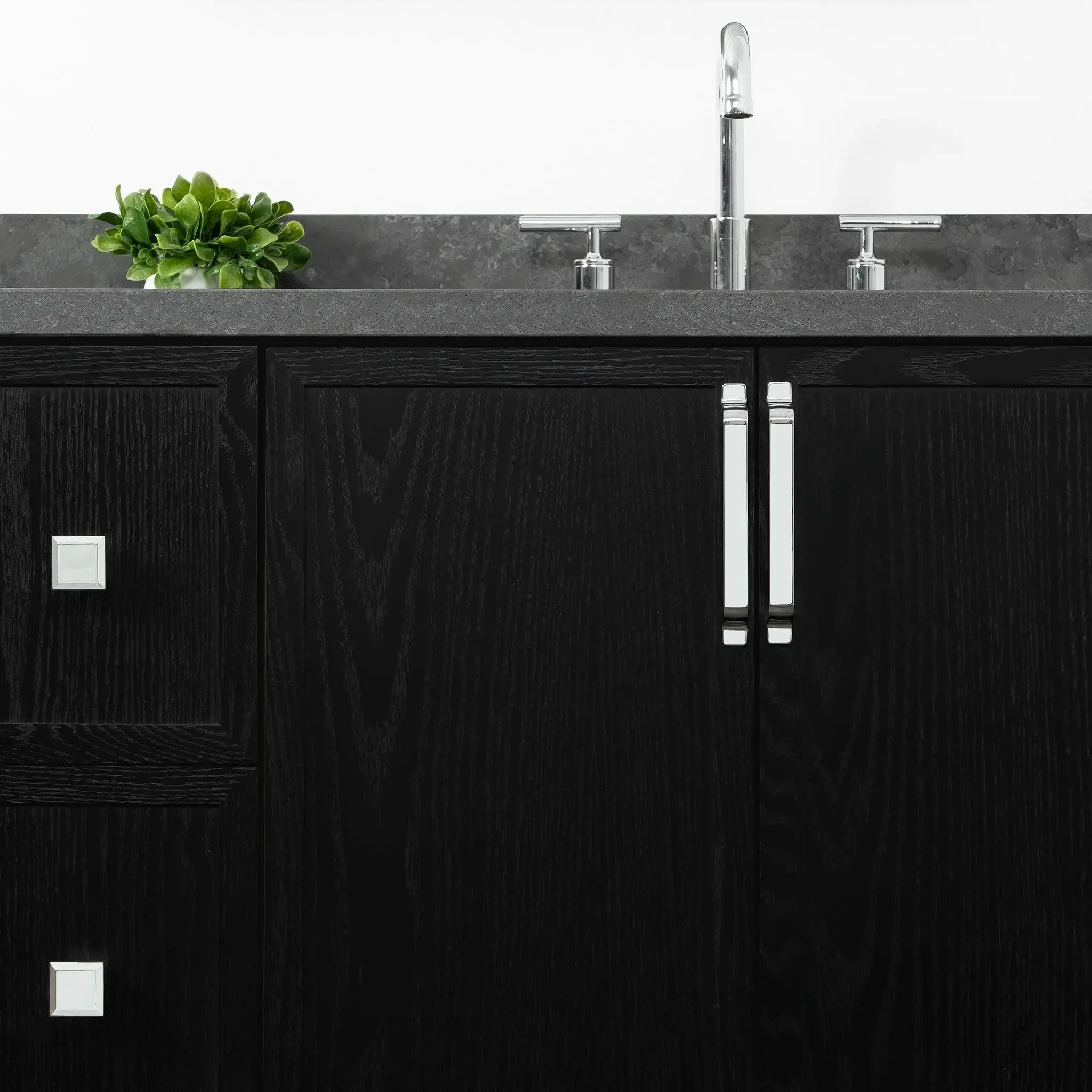 Cape Breton 36" Wall Mount Blackened Oak Bathroom Vanity, Right Sink