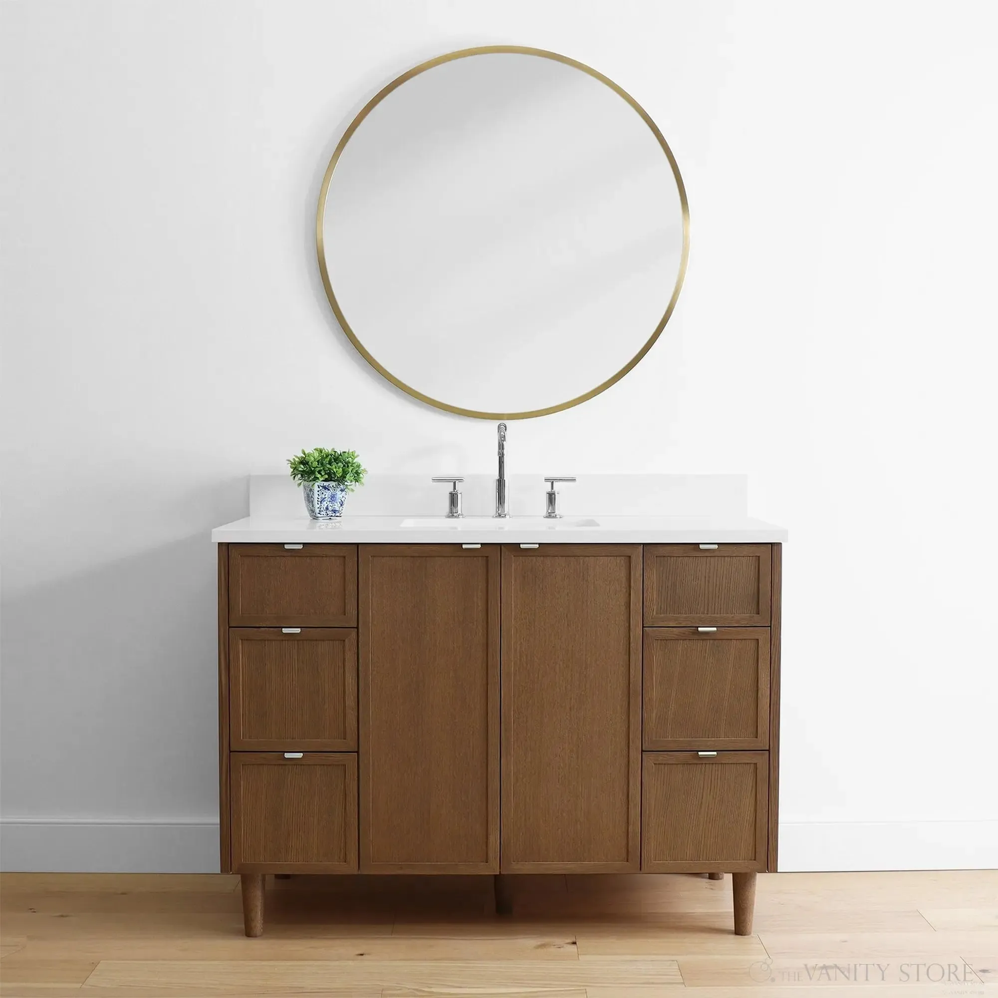 Cape Breton 48" Mid Century Oak Bathroom Vanity