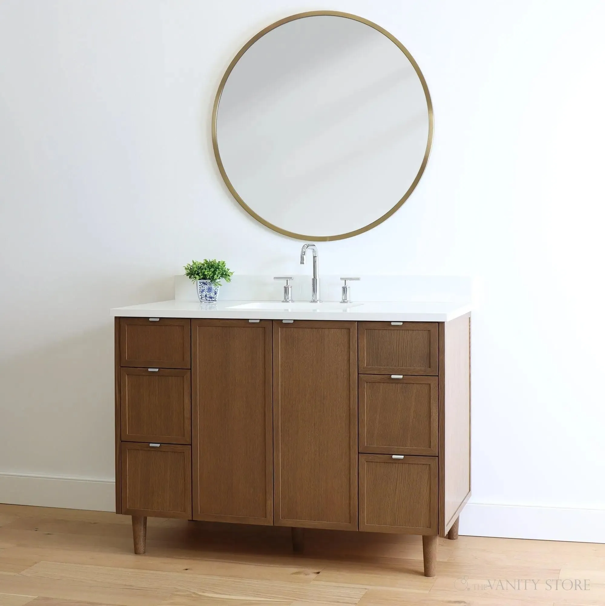 Cape Breton 48" Mid Century Oak Bathroom Vanity