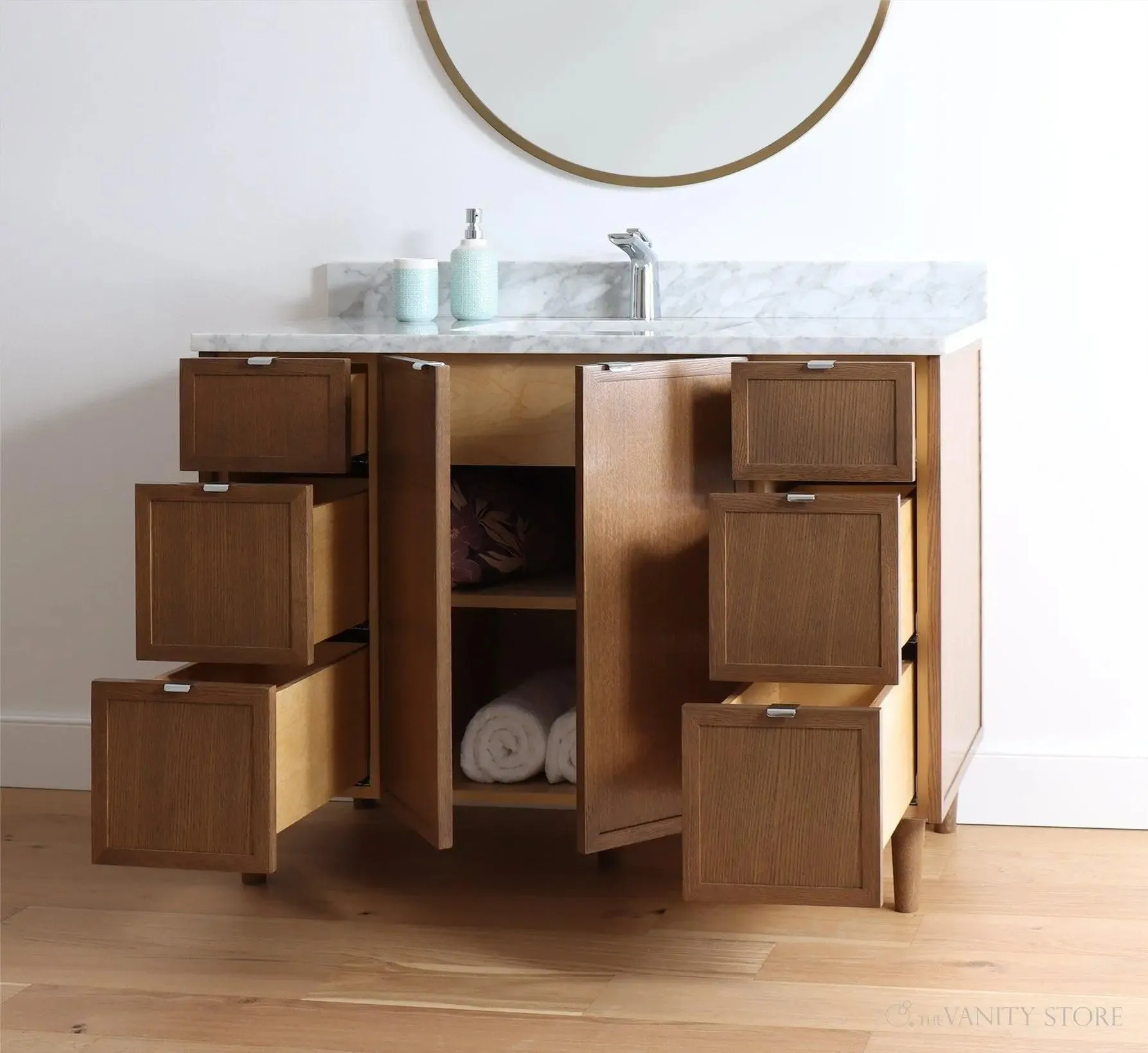 Cape Breton 48" Mid Century Oak Bathroom Vanity