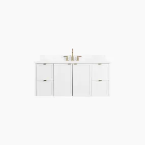 Cape Breton 48" Wall Mount Satin White Bathroom Vanity