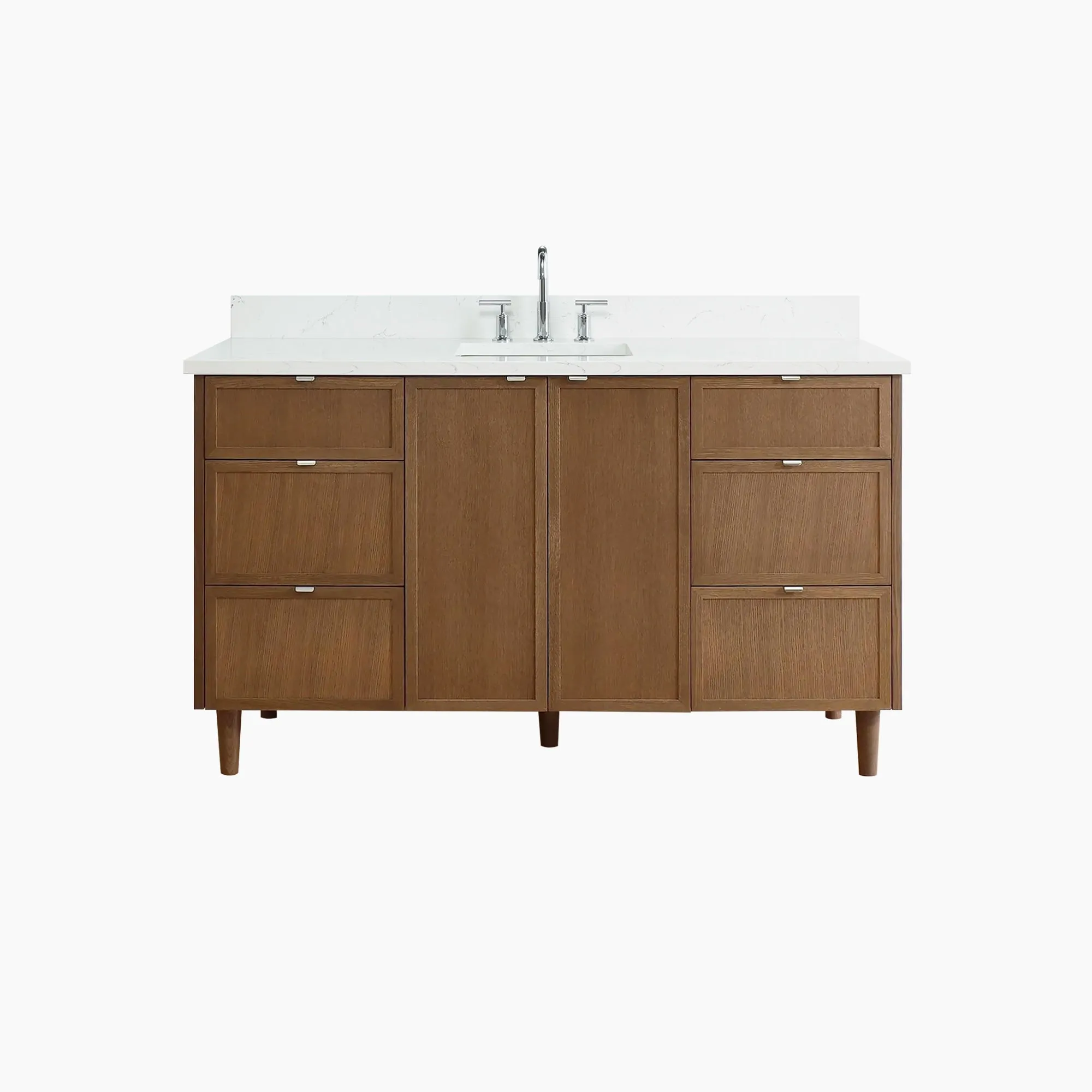 Cape Breton 60" Mid Century Oak Bathroom Vanity