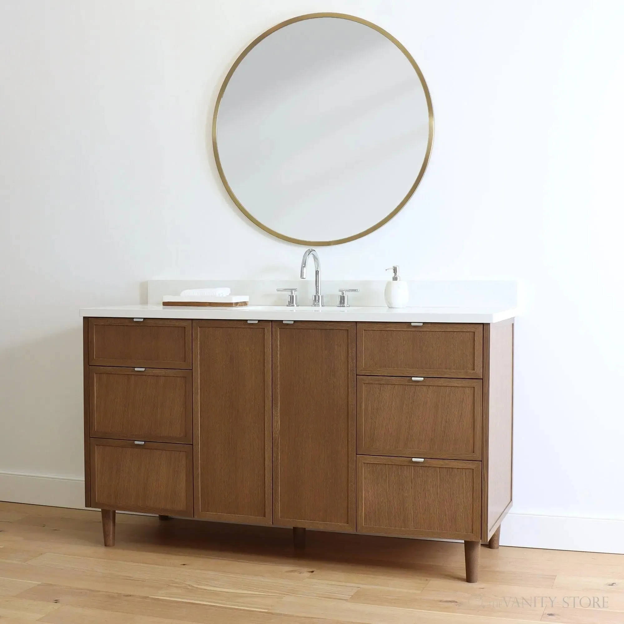 Cape Breton 60" Mid Century Oak Bathroom Vanity