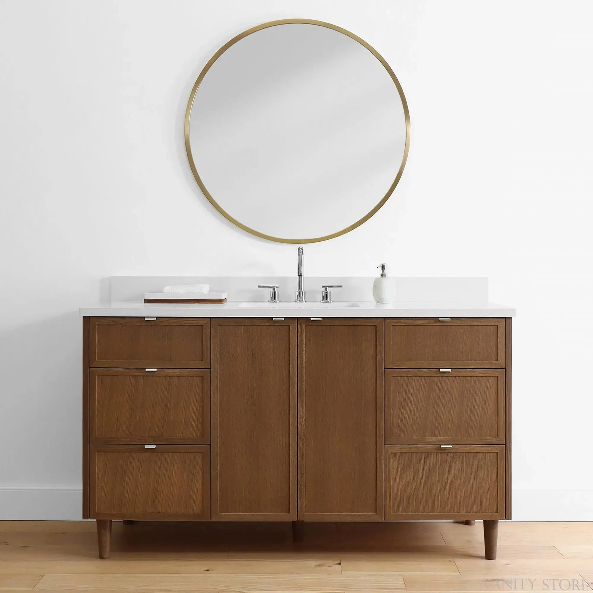 Cape Breton 60" Mid Century Oak Bathroom Vanity