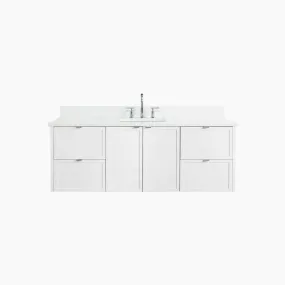 Cape Breton 60" Wall Mount Satin White Bathroom Vanity