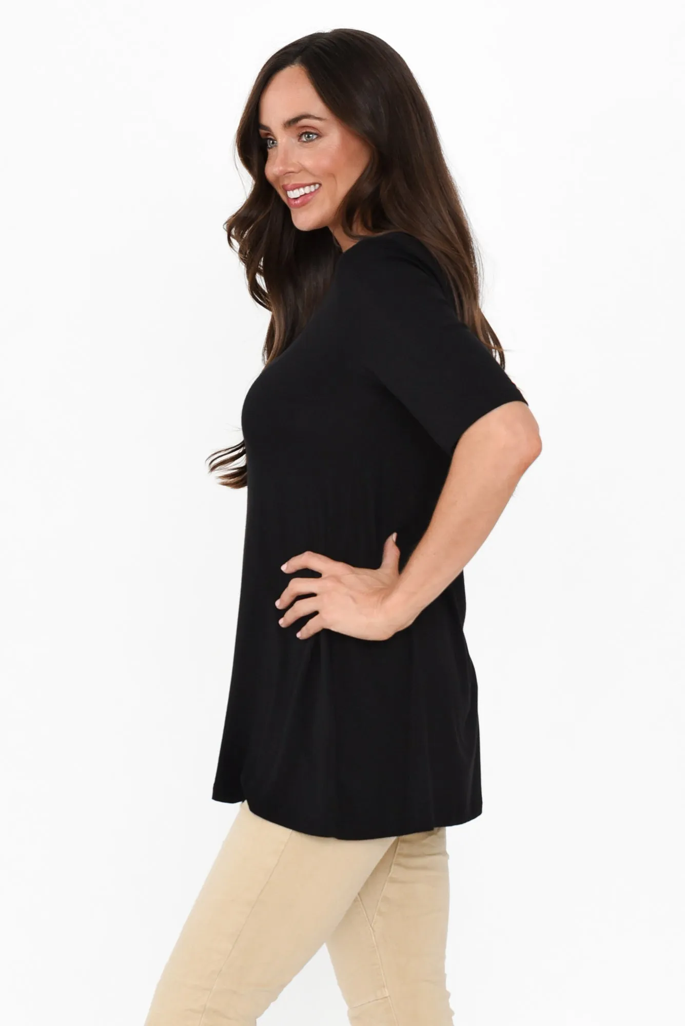 Carter Black Bamboo Tunic Top