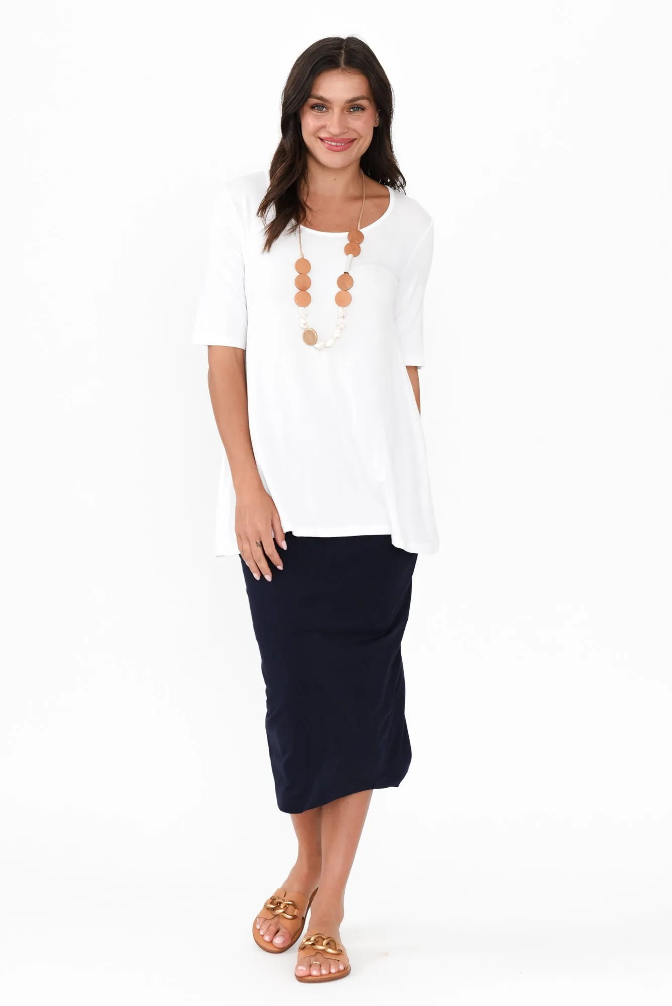 Carter White Bamboo Tunic Top