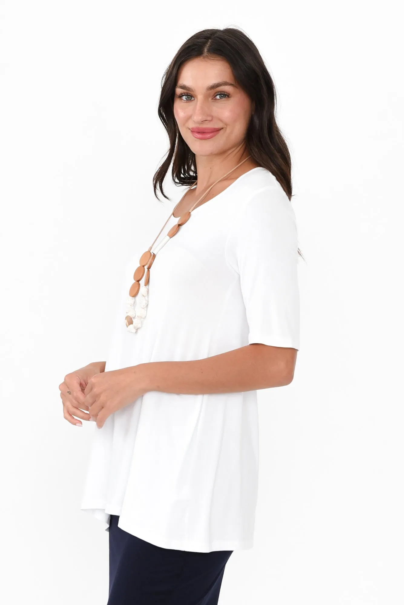 Carter White Bamboo Tunic Top