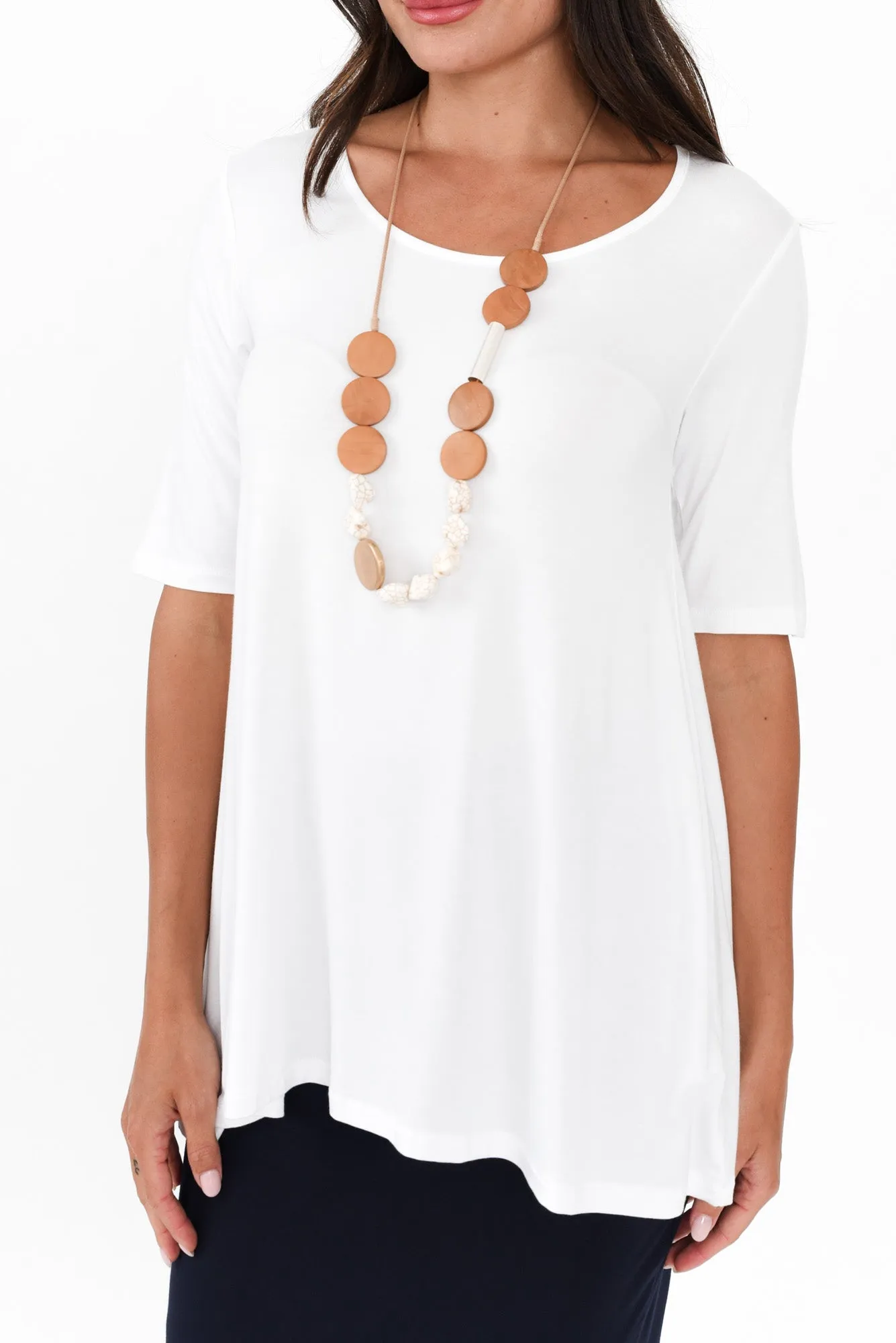 Carter White Bamboo Tunic Top