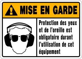 Caution Ear & Eye Protection French