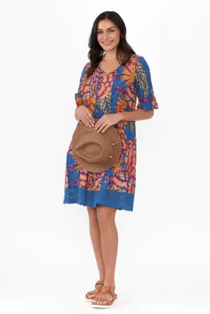 Cayman Yellow Tropical Cotton Tunic Dress