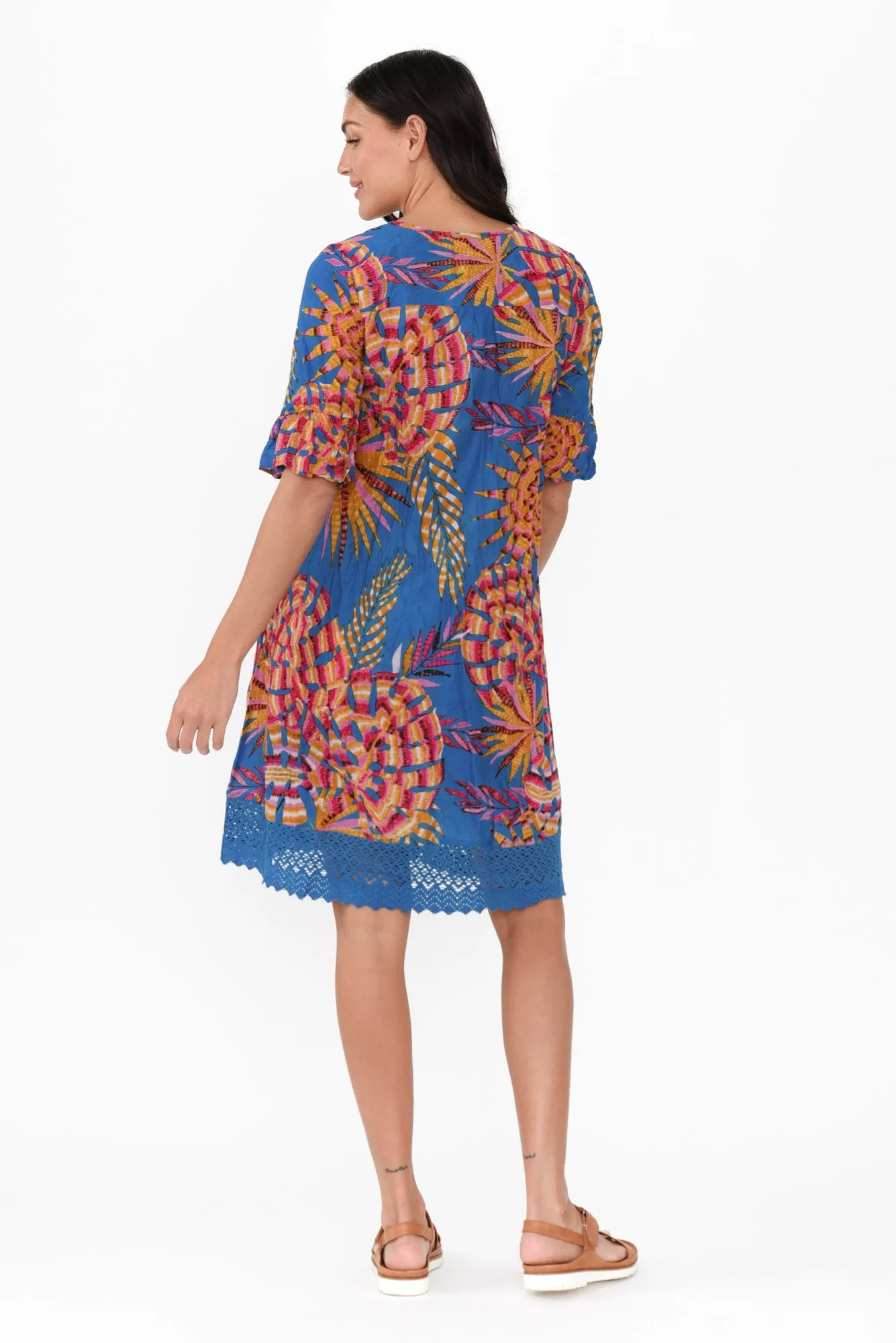 Cayman Yellow Tropical Cotton Tunic Dress