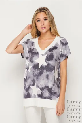 Charcoal Star Print Top