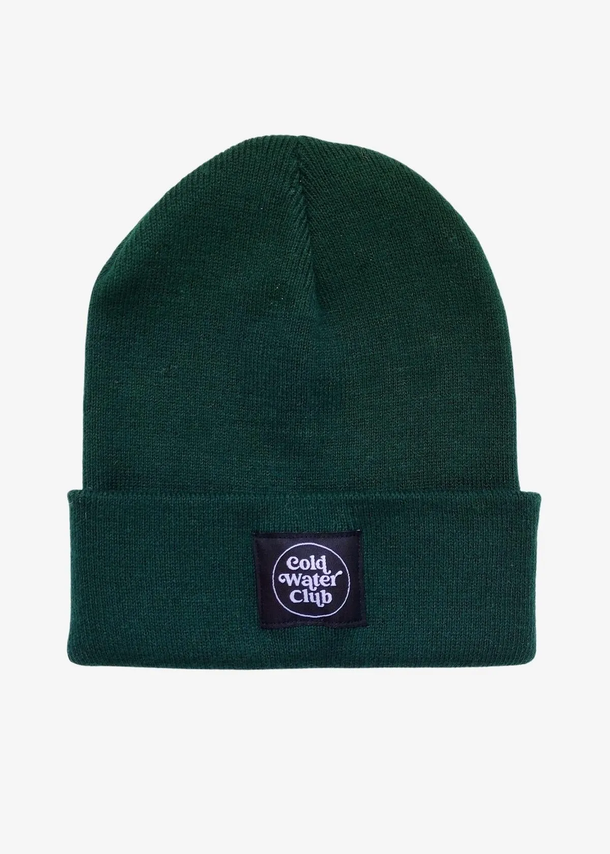 Cold Water Club Rib Knit Beanie in Deep Green