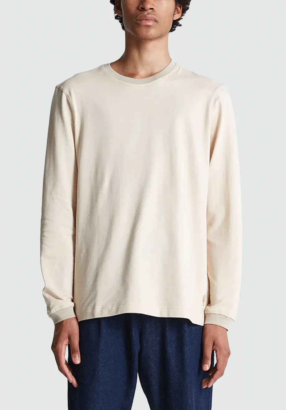 Cotton Long Sleeve Pique | Smoke Grey (Stone)