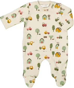 Cream Farm Footed Romper - Select Size