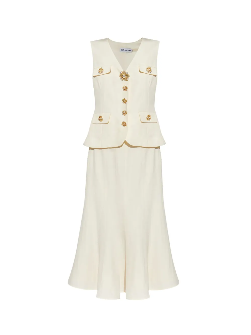 Cream Linen Midi Dress