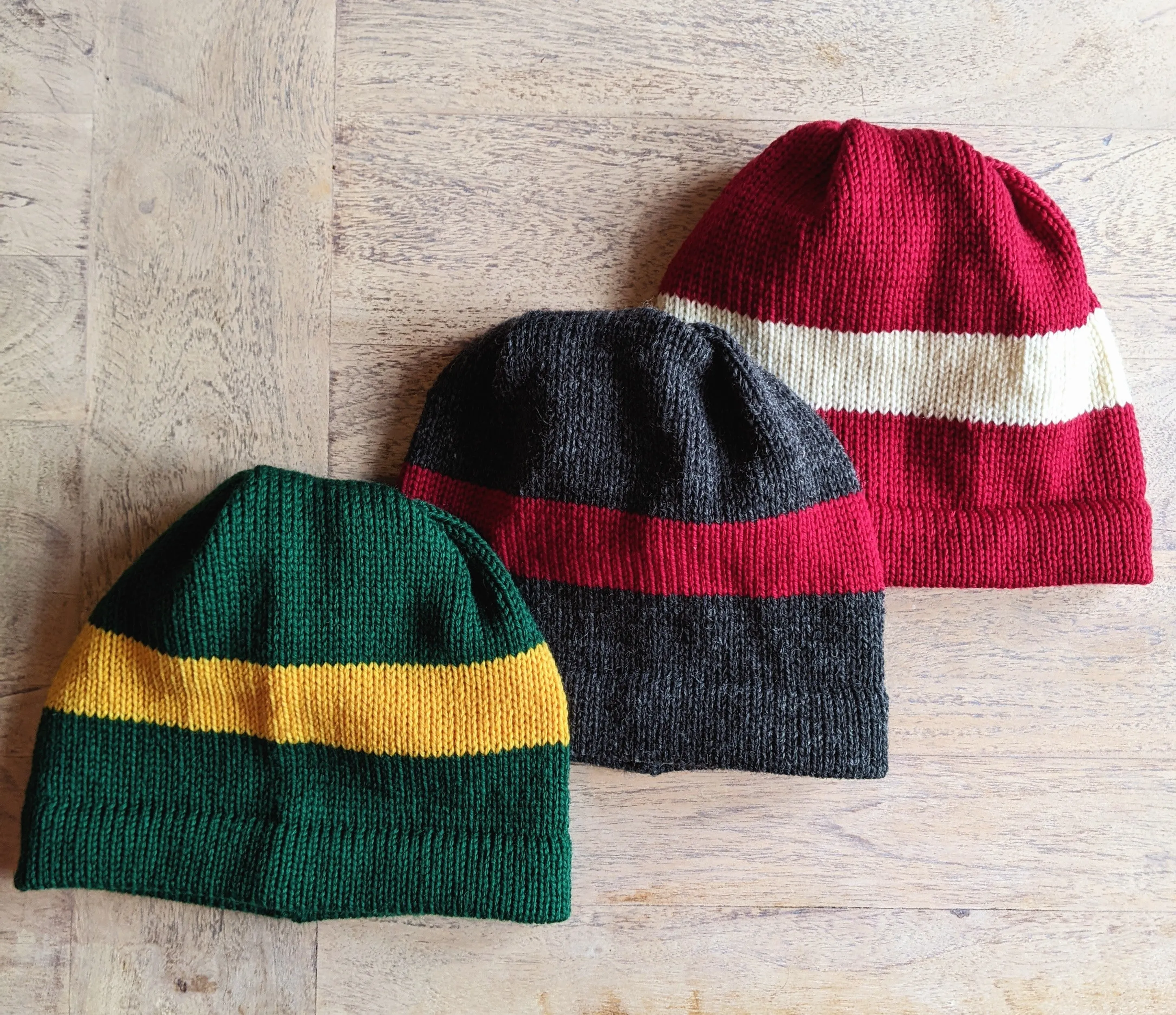 Customisable Adult Bold Stripe Merino Beanie hat - pick your colours