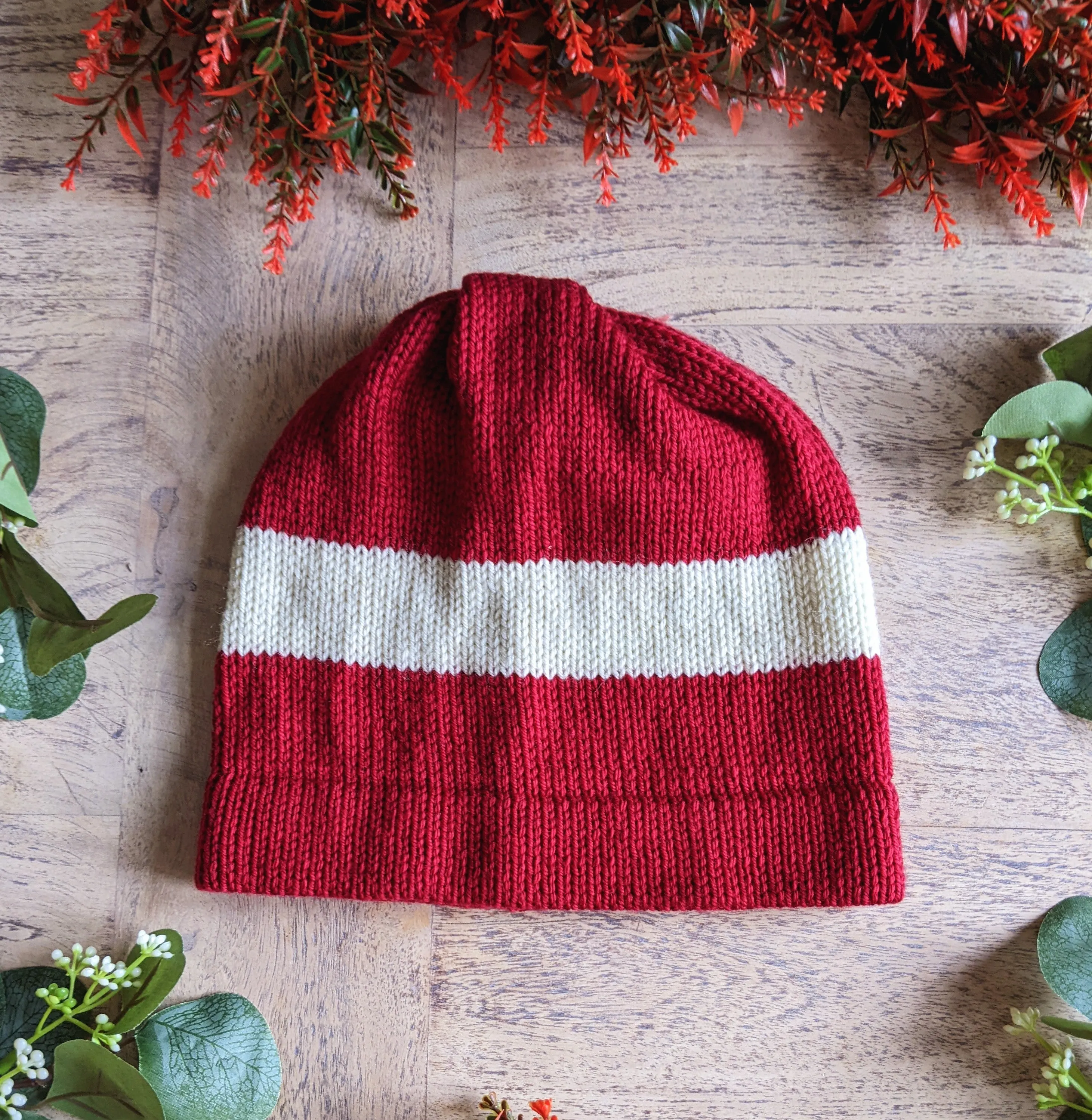 Customisable Adult Bold Stripe Merino Beanie hat - pick your colours