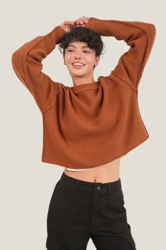 Cute Layering Crop Sweater (Rust)