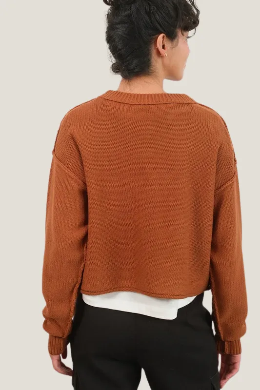 Cute Layering Crop Sweater (Rust)