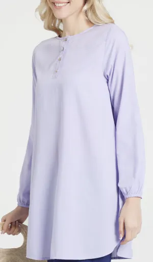 Darya Mostly Cotton Simple Everyday Tunic - Lavender