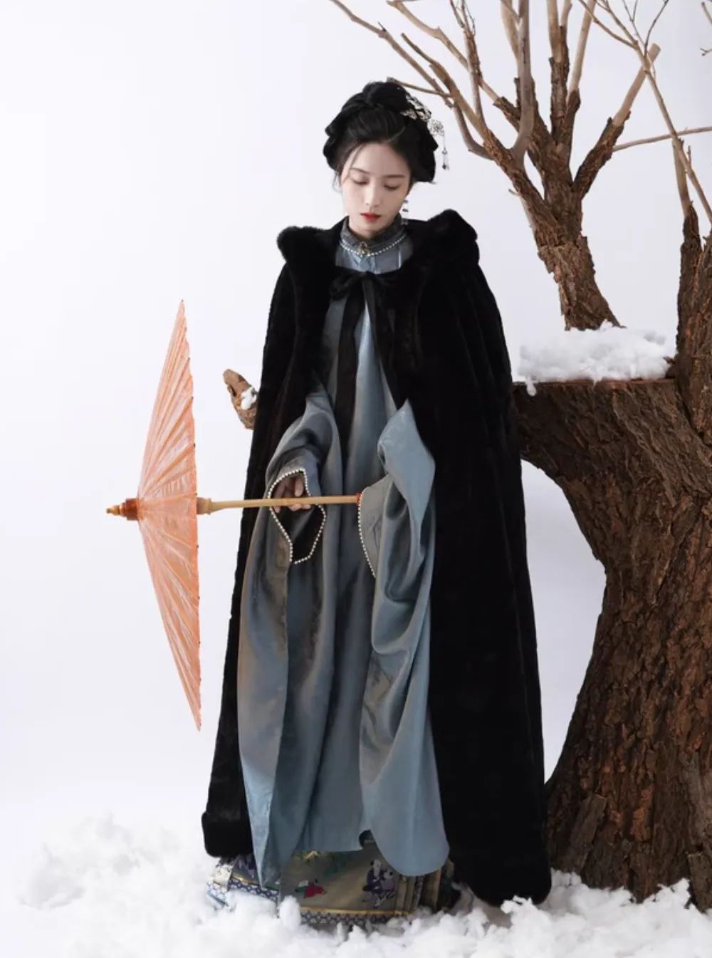 Dou Peng 斗篷 Winter Fur Cloak Unisex Hanfu Accessory Outerwear