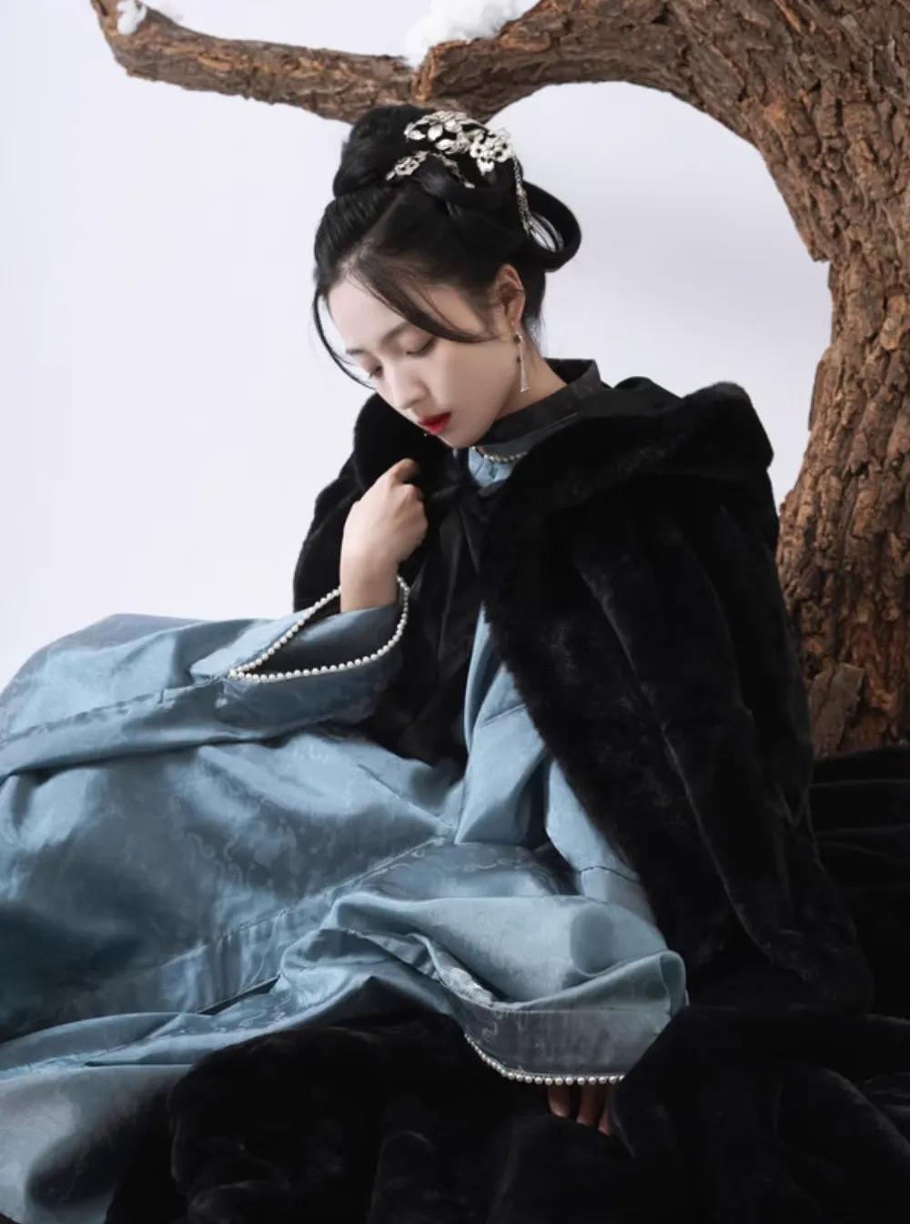 Dou Peng 斗篷 Winter Fur Cloak Unisex Hanfu Accessory Outerwear