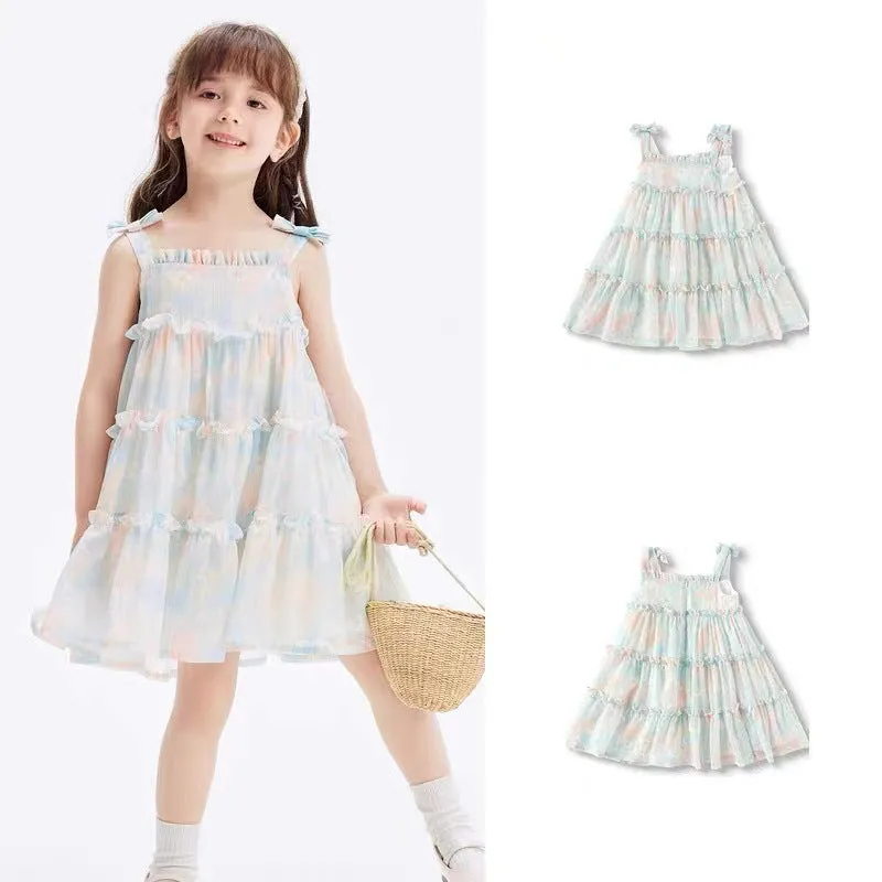 DUNNMALL  Girls' Dress  New Summer Kids' Skirt Chiffon Dress Suspender Layered Dress Baby Clothes Princess Dress