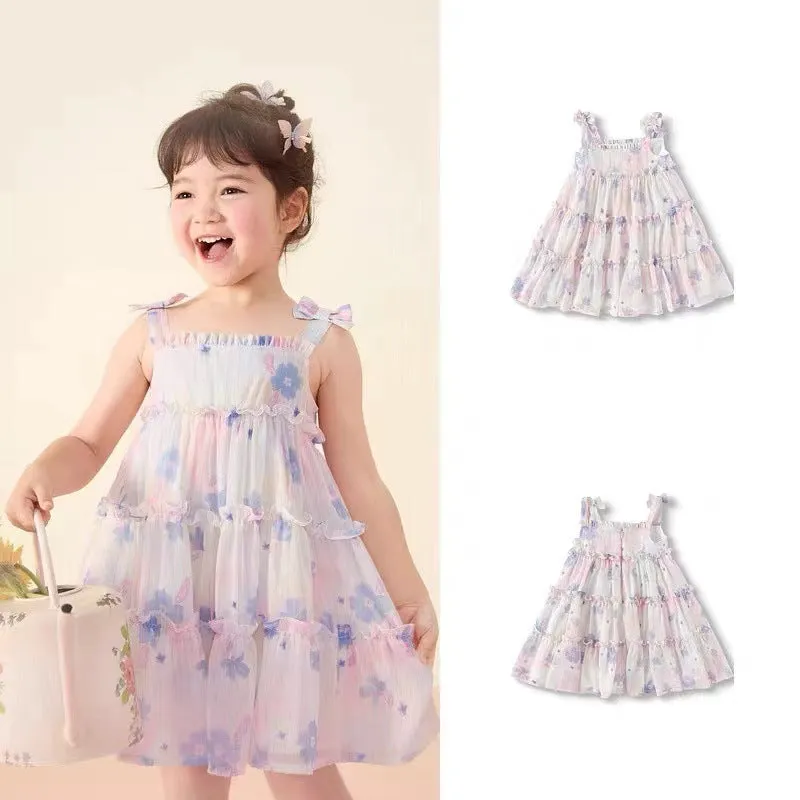 DUNNMALL  Girls' Dress  New Summer Kids' Skirt Chiffon Dress Suspender Layered Dress Baby Clothes Princess Dress