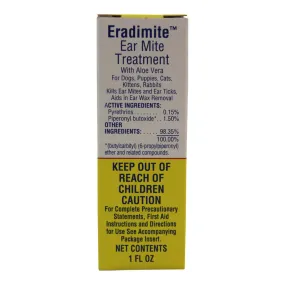 Ear Mite Treatment for Dogs, Puppies, Cats, Kittens and Rabbits, 1 fl oz