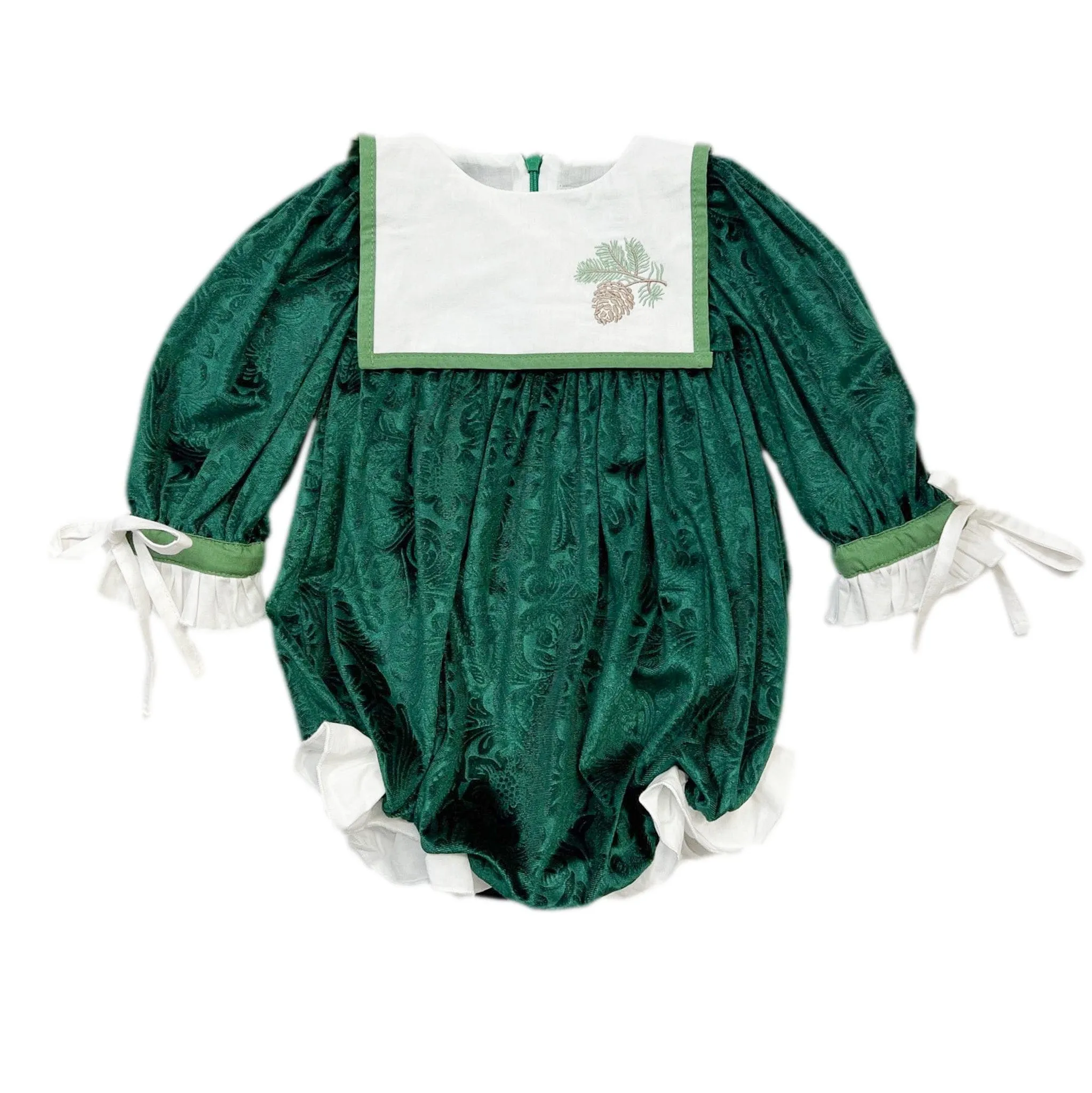 Everly Damask Velour Green Romper