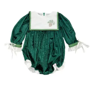 Everly Damask Velour Green Romper