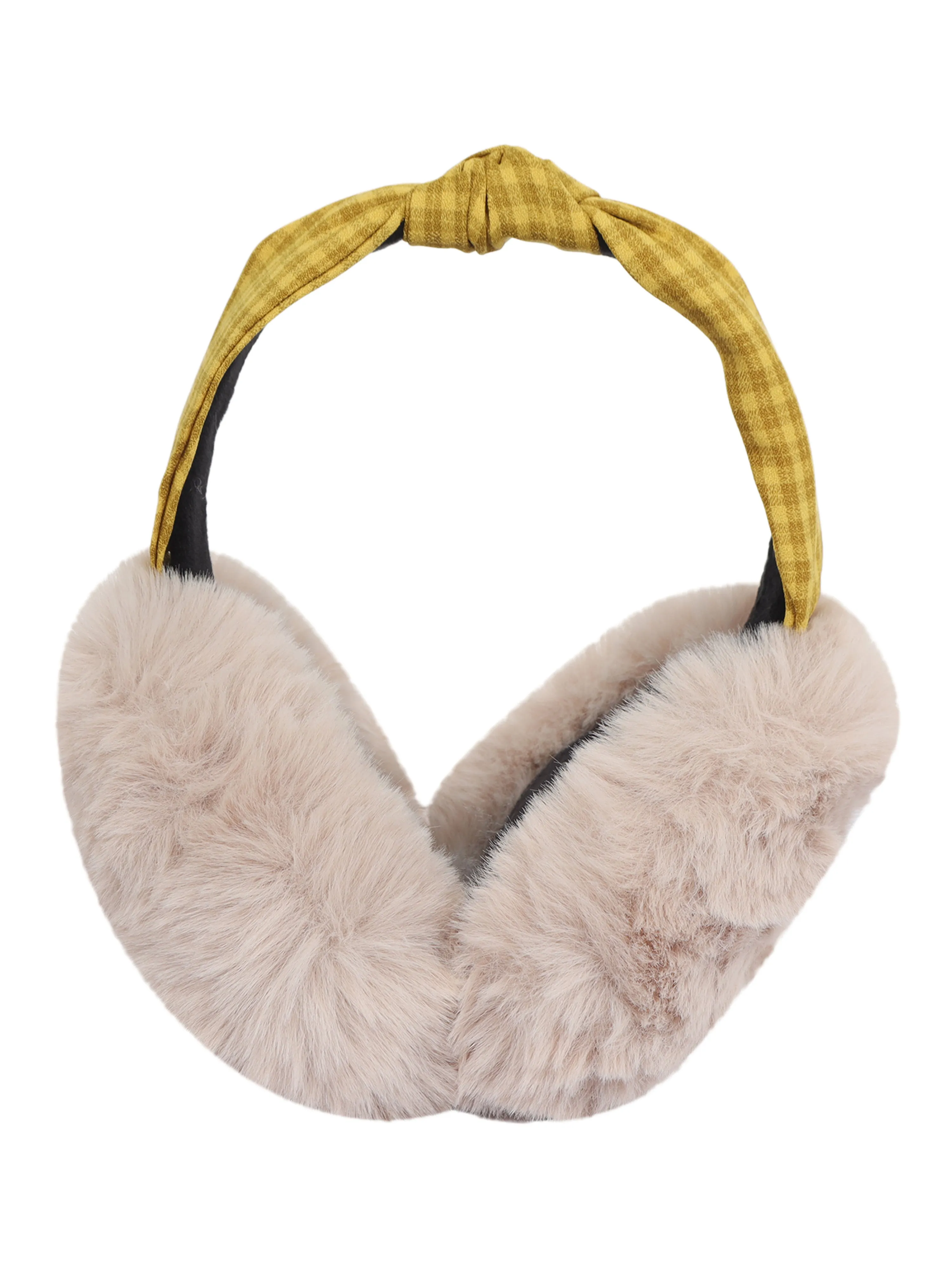 FabSeasons Foldable Ear Muffs for Girls & Women - Winter Ear Warmers with checkered headband - Soft & Warm Earmuffs - Winter Ear Covers