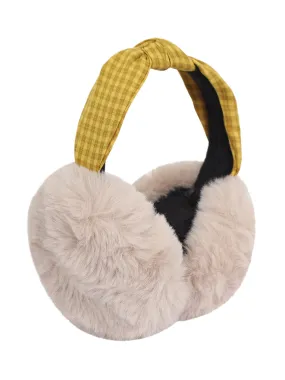 FabSeasons Foldable Ear Muffs for Girls & Women - Winter Ear Warmers with checkered headband - Soft & Warm Earmuffs - Winter Ear Covers