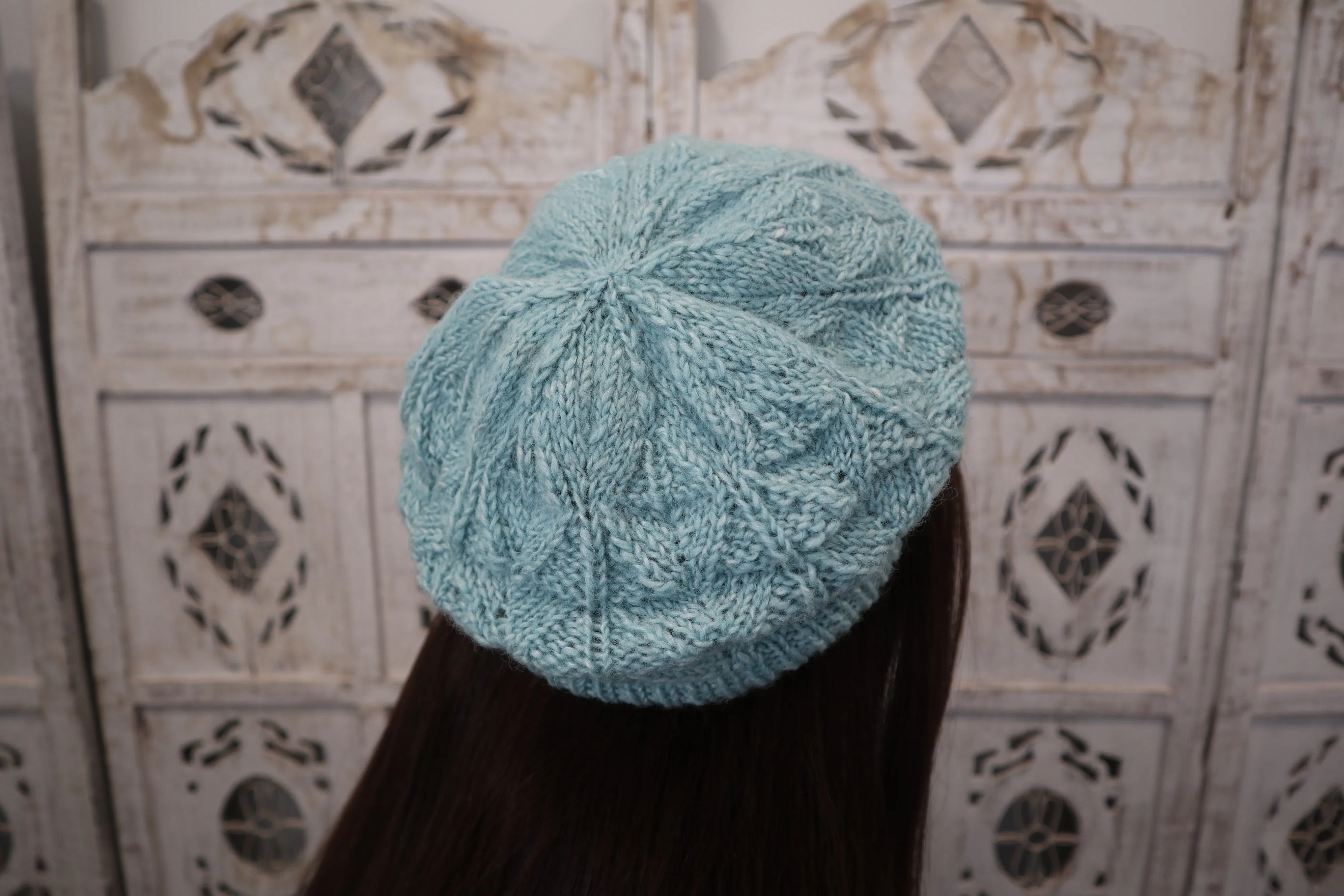 Fair Trade Ethical Fern Stitch Beret - Banana and Wool