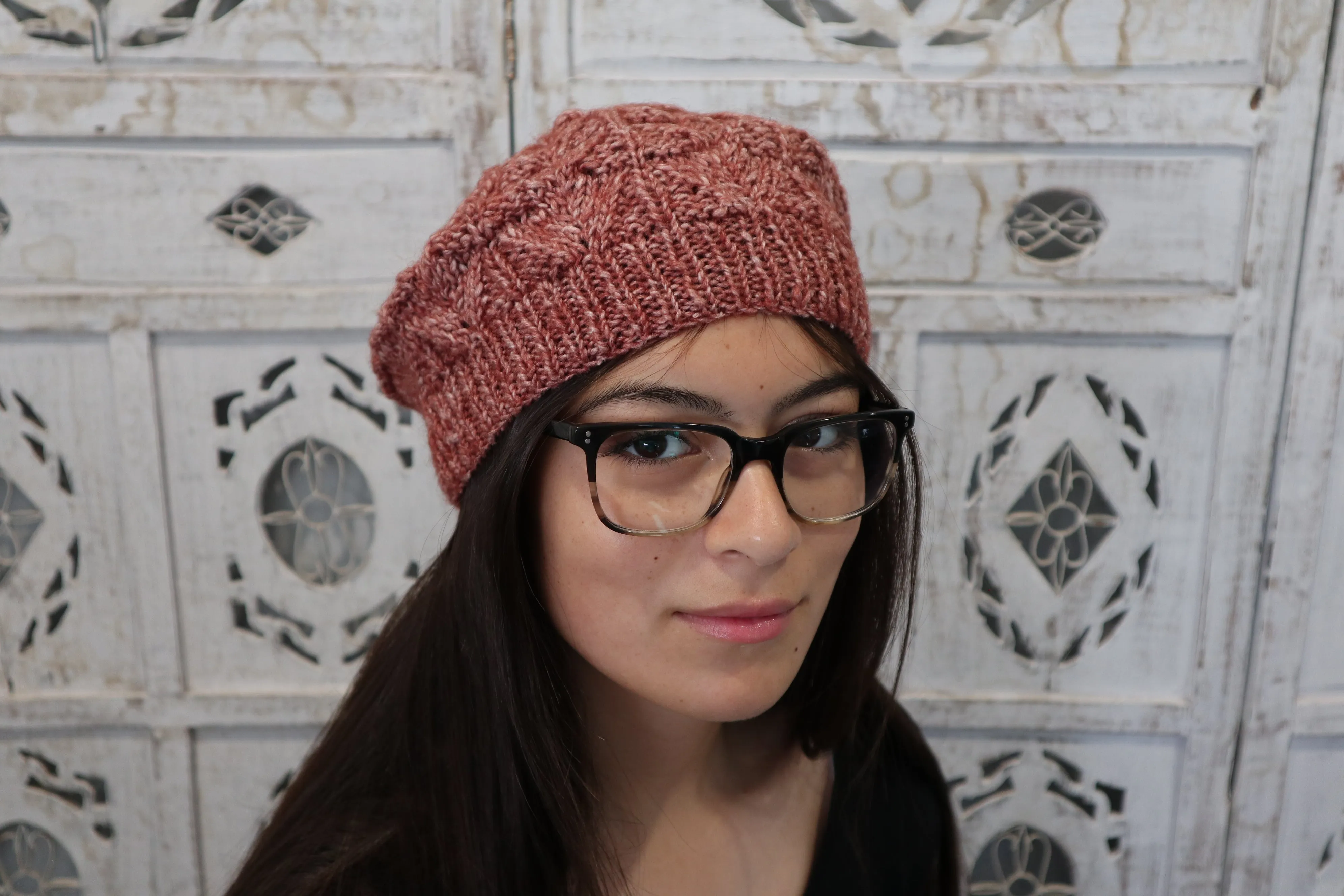 Fair Trade Ethical Fern Stitch Beret - Banana and Wool