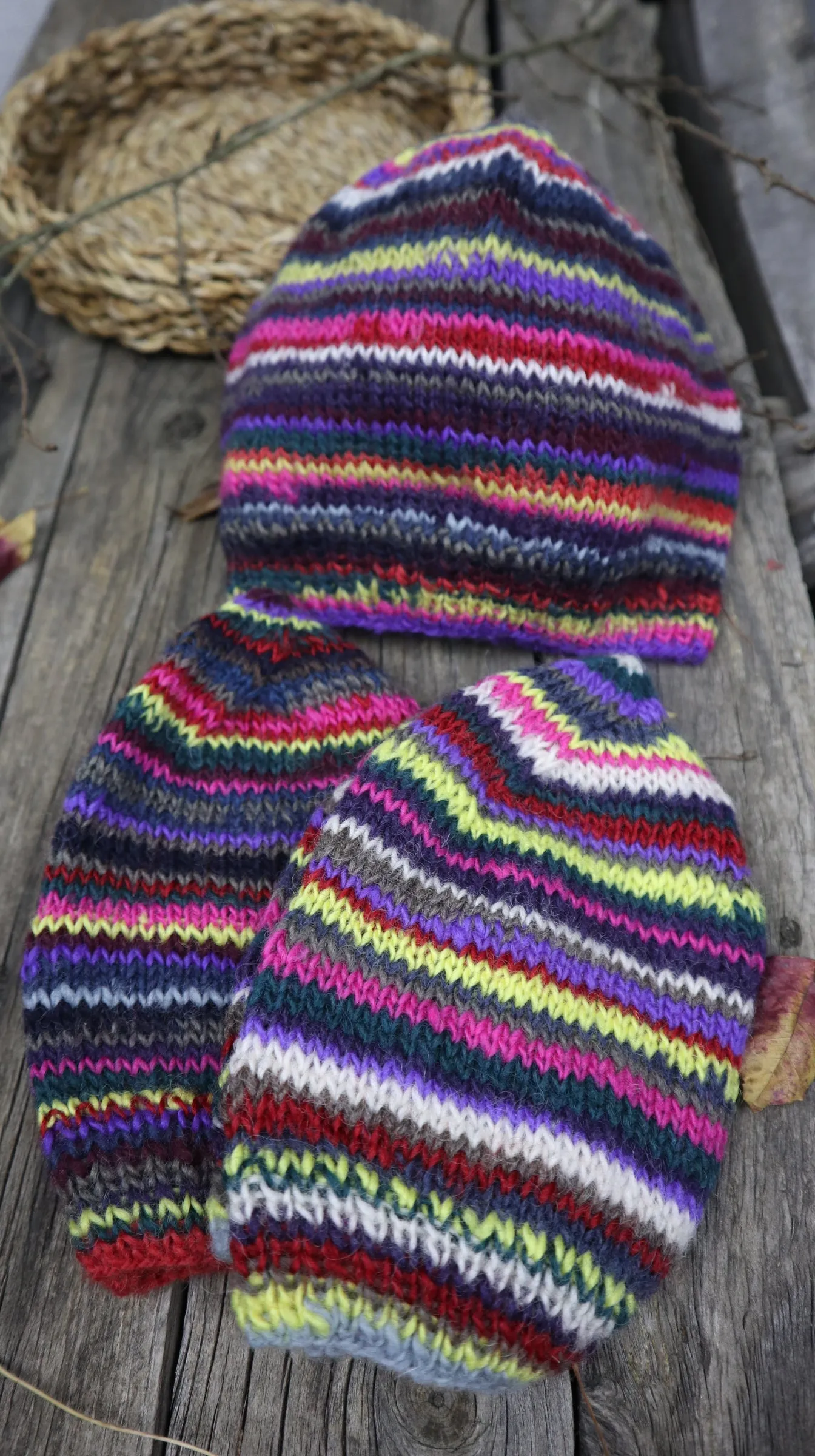 Fair Trade Ethical Woollen Beanie in a Striped Multi Coloured Design